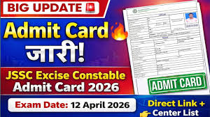 JSSC Excise Constable Admit Card 2026