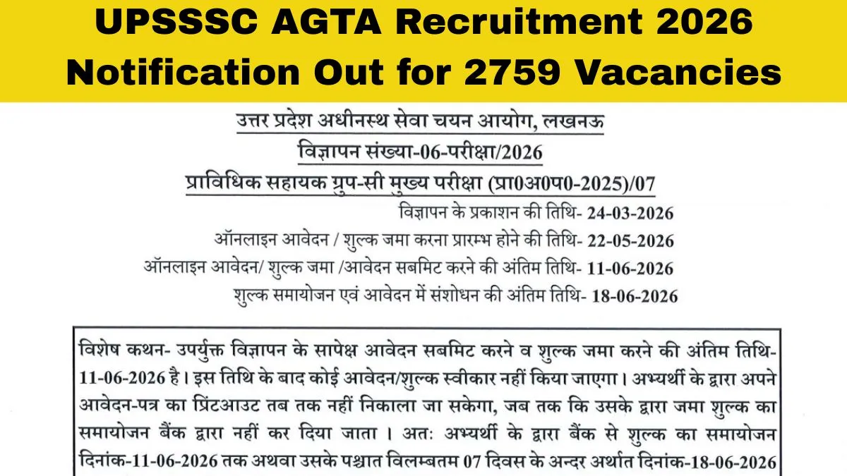 UPSSSC AGTA Recruitment 2026