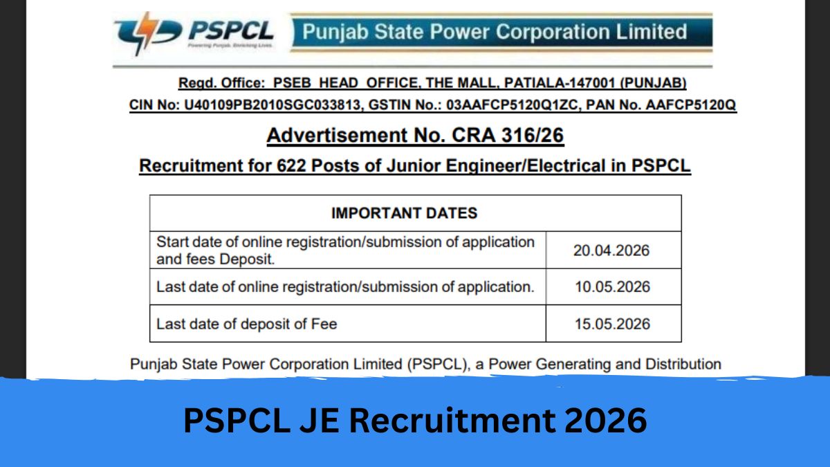 PSPCL JE Recruitment 2026